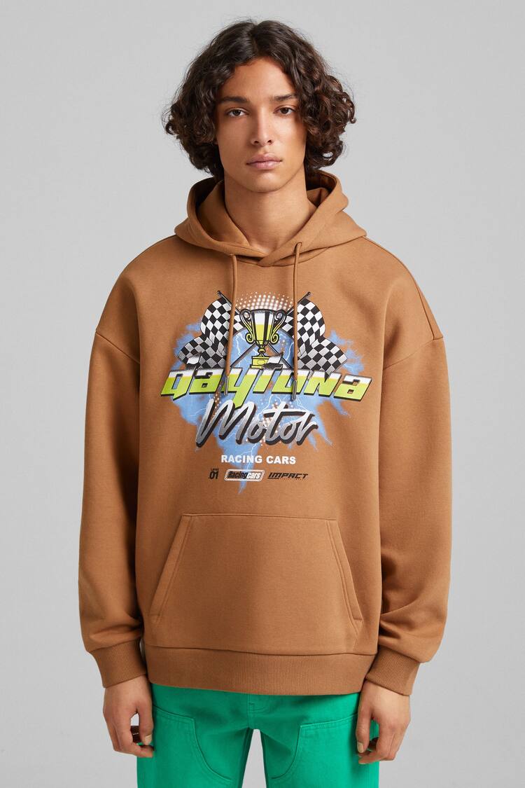 Oversize hoodie with a racing print