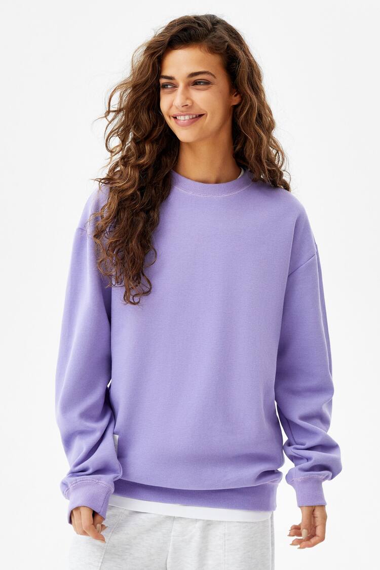 Oversize piqué round neck sweater