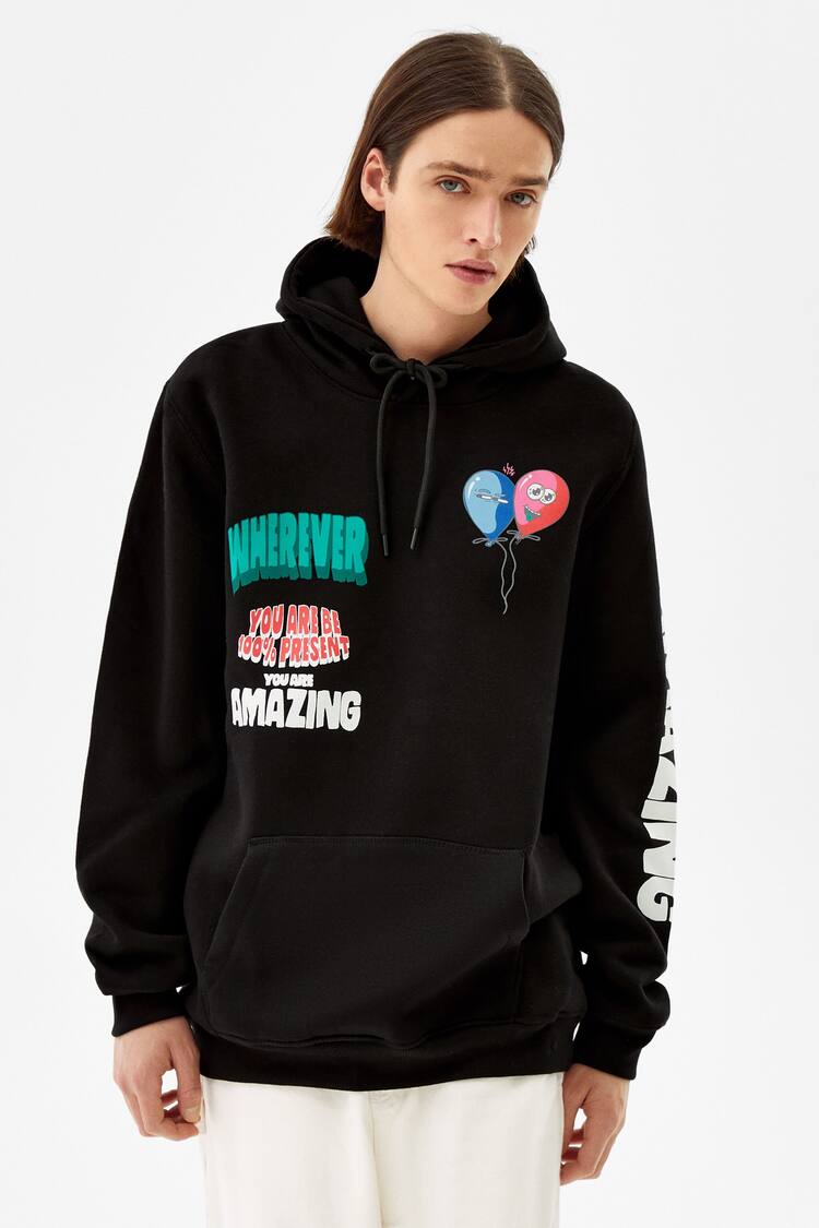 Easy fit print hoodie