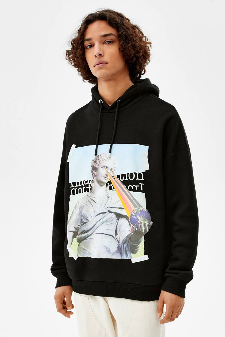 Oversize hoodie with Greek print