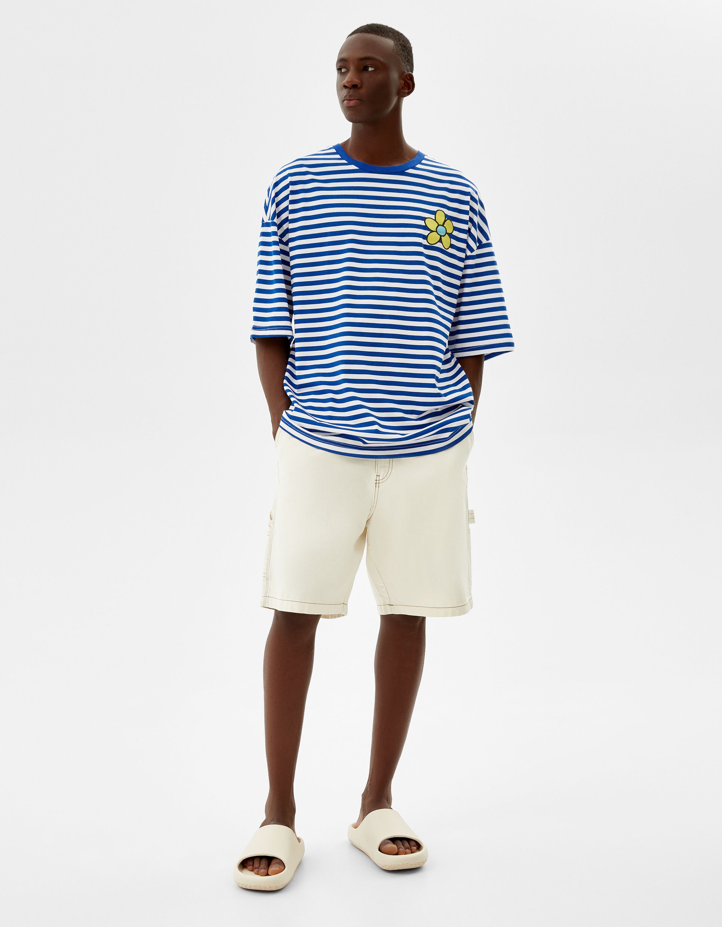 Oversize striped embroidered T-shirt 