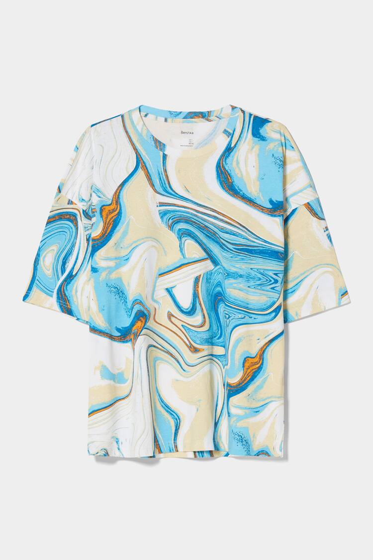 Oversize short sleeve T-shirt with marbled print