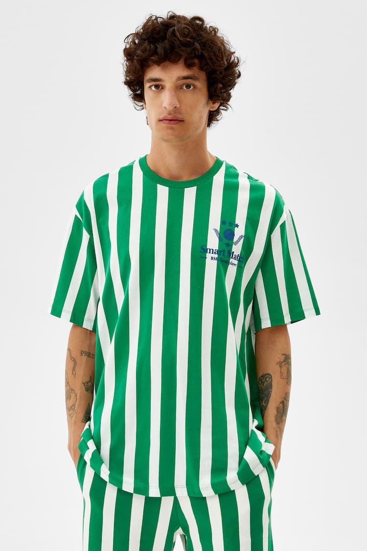 Striped short sleeve boxy fit tennis club T-shirt