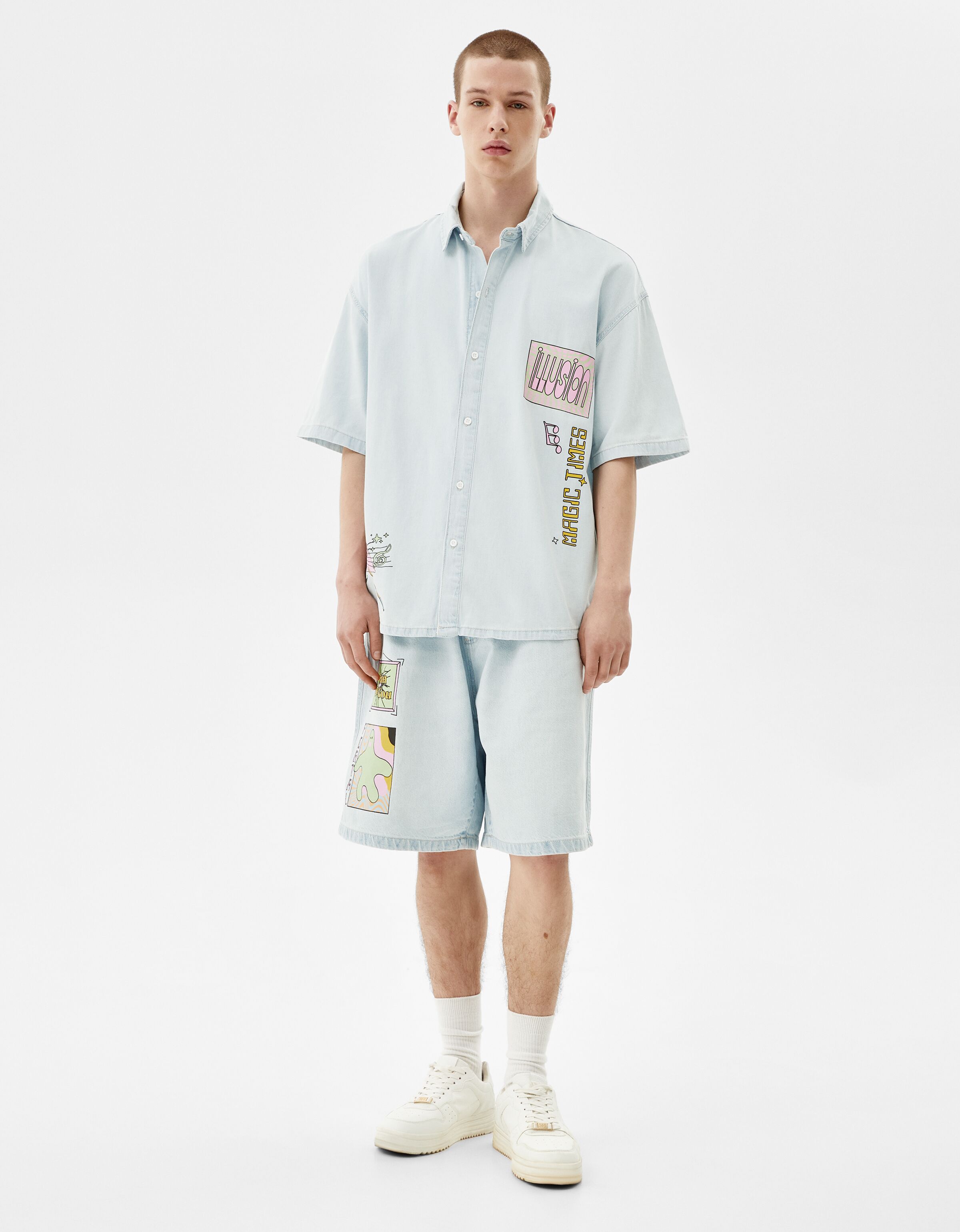 Printed jogger Bermuda shorts - Man 