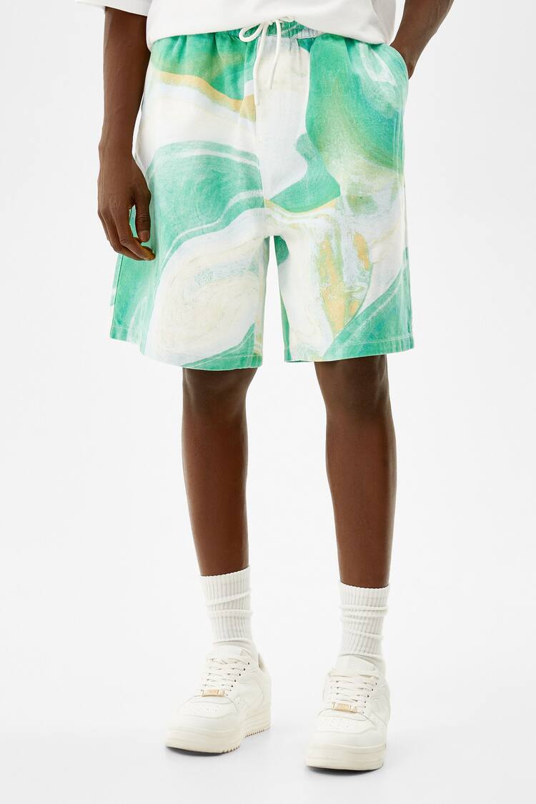 Printed jogger Bermuda shorts