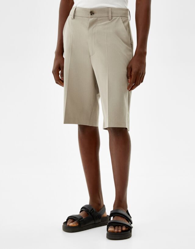Wide fit tailored Bermuda shorts - Man 