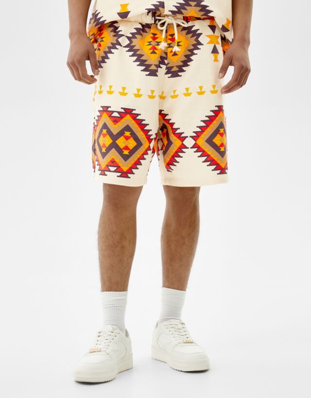 Relaxed fit jacquard Bermuda shorts 