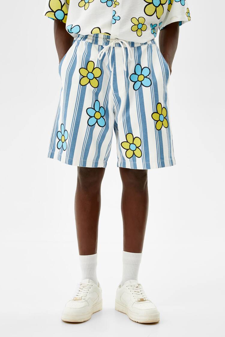 Floral print jogger Bermuda shorts