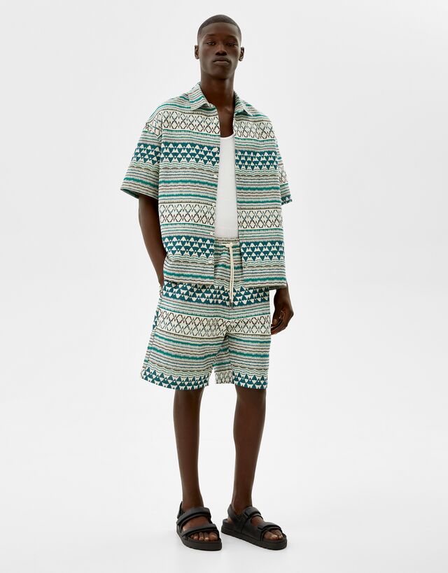 Relaxed-fit jacquard Bermuda shorts 
