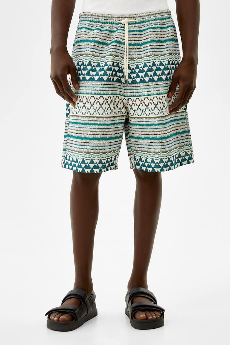 Relaxed fit jacquard Bermuda shorts