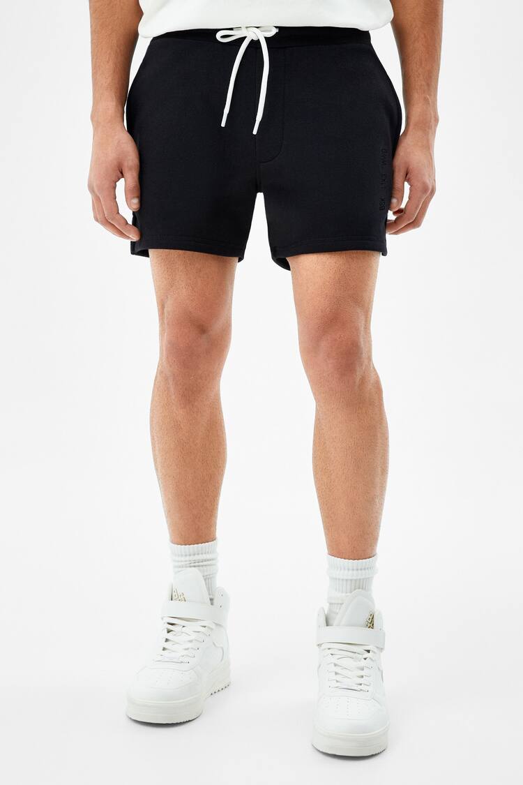 Plush jogging Bermuda shorts