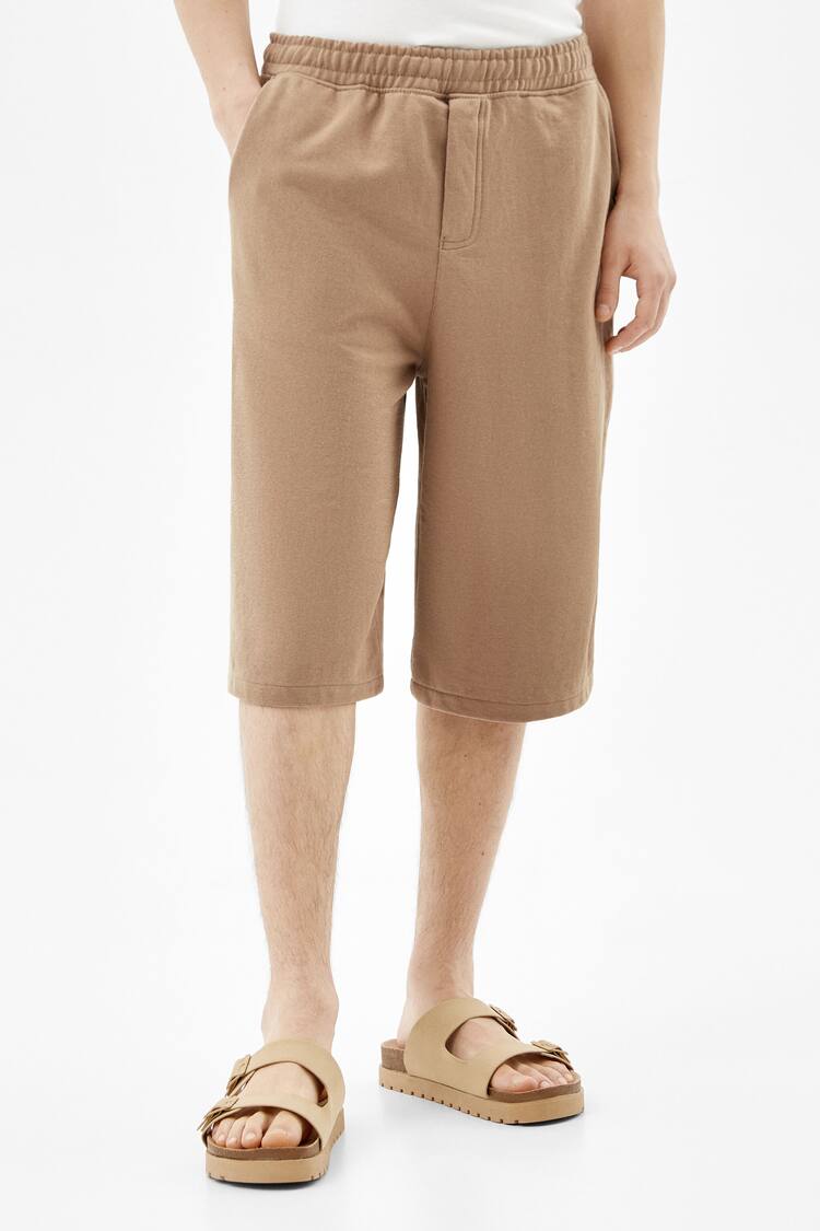 3/4 length plush Bermuda shorts