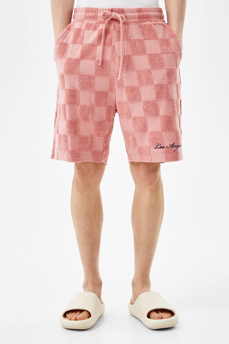 Relaxed fit towelling effect Bermuda shorts