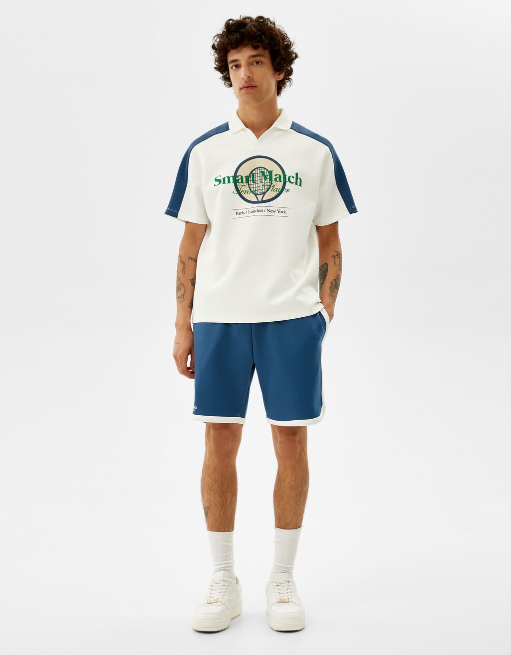 T-shirt polo manches courtes tennis print - Tee-shirts - Homme