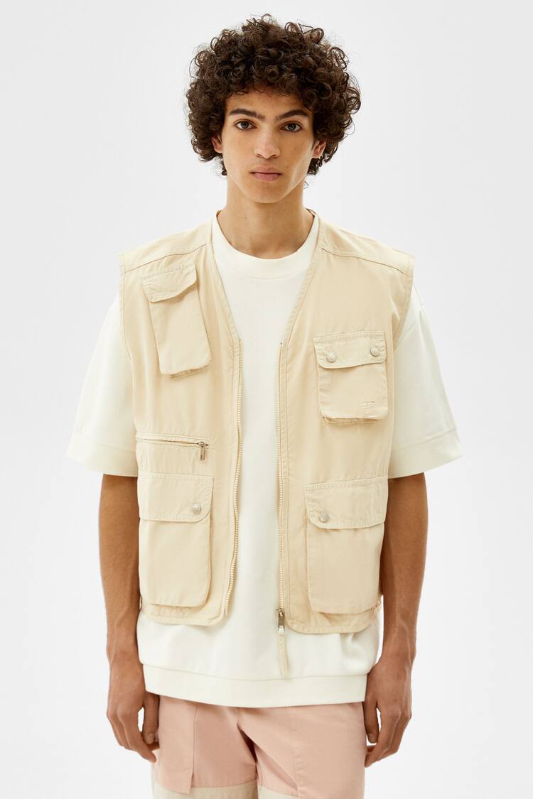 Multi-pocket cotton vest