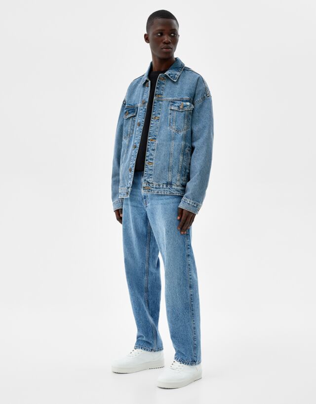 Cazadora denim oversize - Denim - Hombre | Bershka