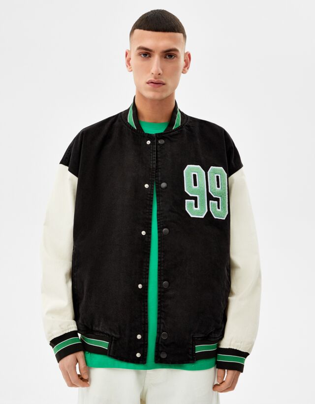 varsity jacket denim