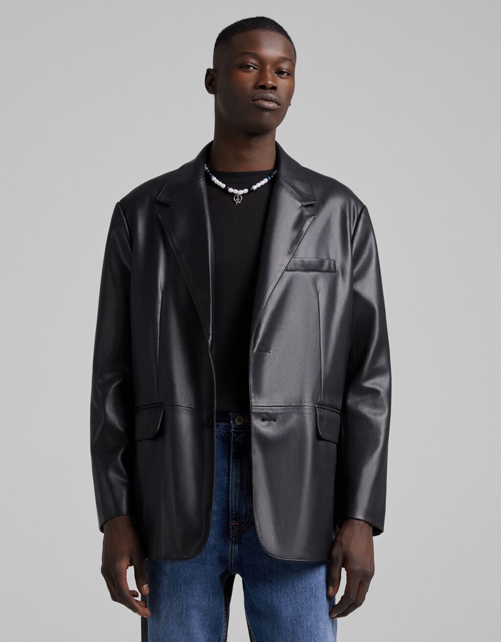 Blazer effetto pelle - Uomo | Bershka