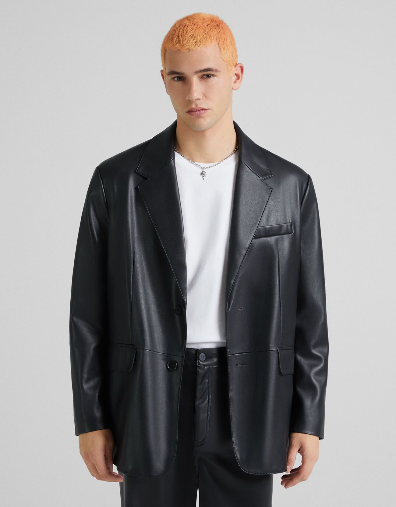 Faux leather blazer bershka clearance