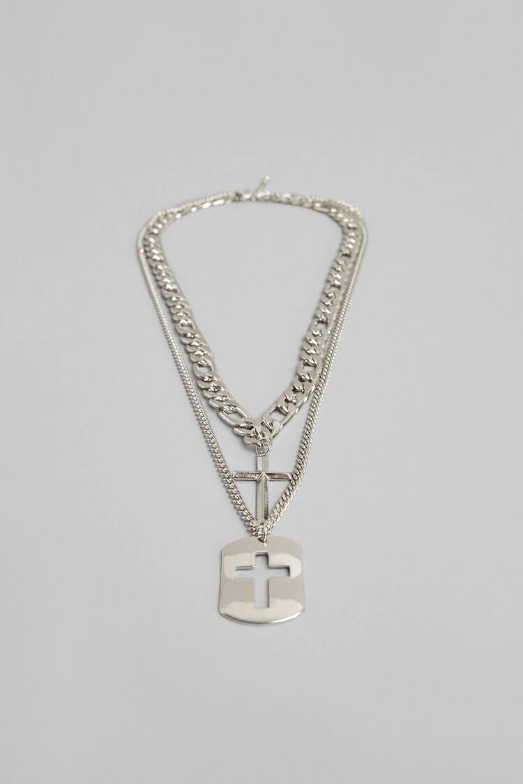 Necklace with tag and cross