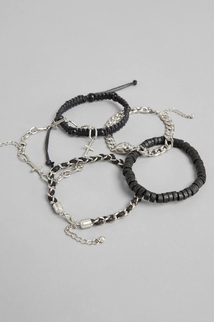 Set of 5 skull bracelets