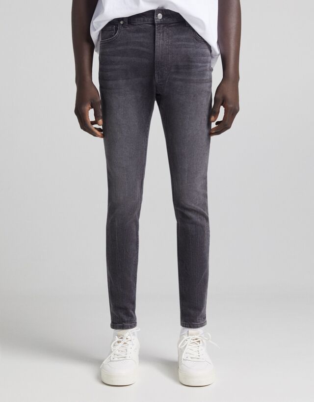 Pantalones Hombre | Bershka PantalóN Super Skinny Negro - Bellavista