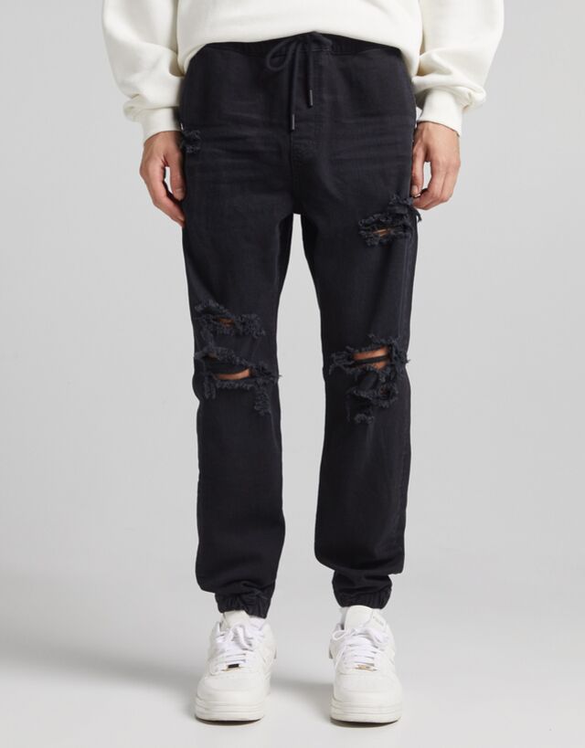 Jeans | Jeans Jogger Rotos Negro | Bershka Hombre – Acro Marco