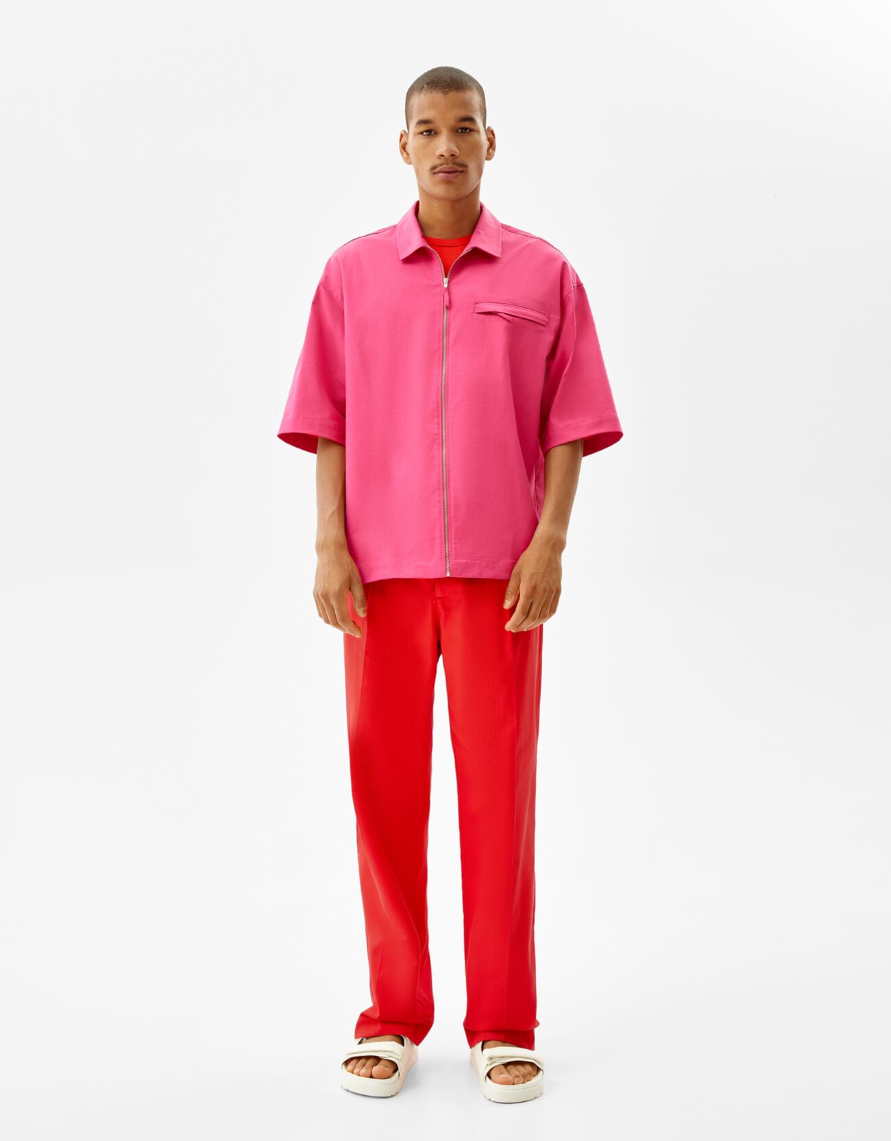 Darted wide-leg pants - Man | Bershka