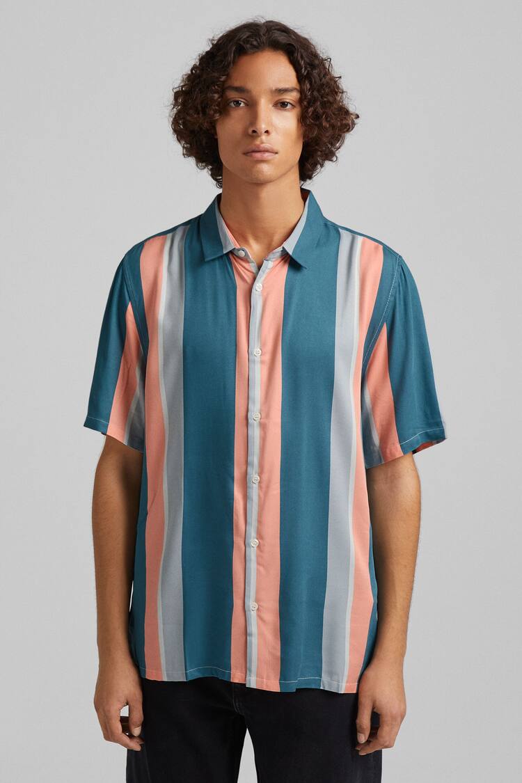 Striped twill-effect shirt