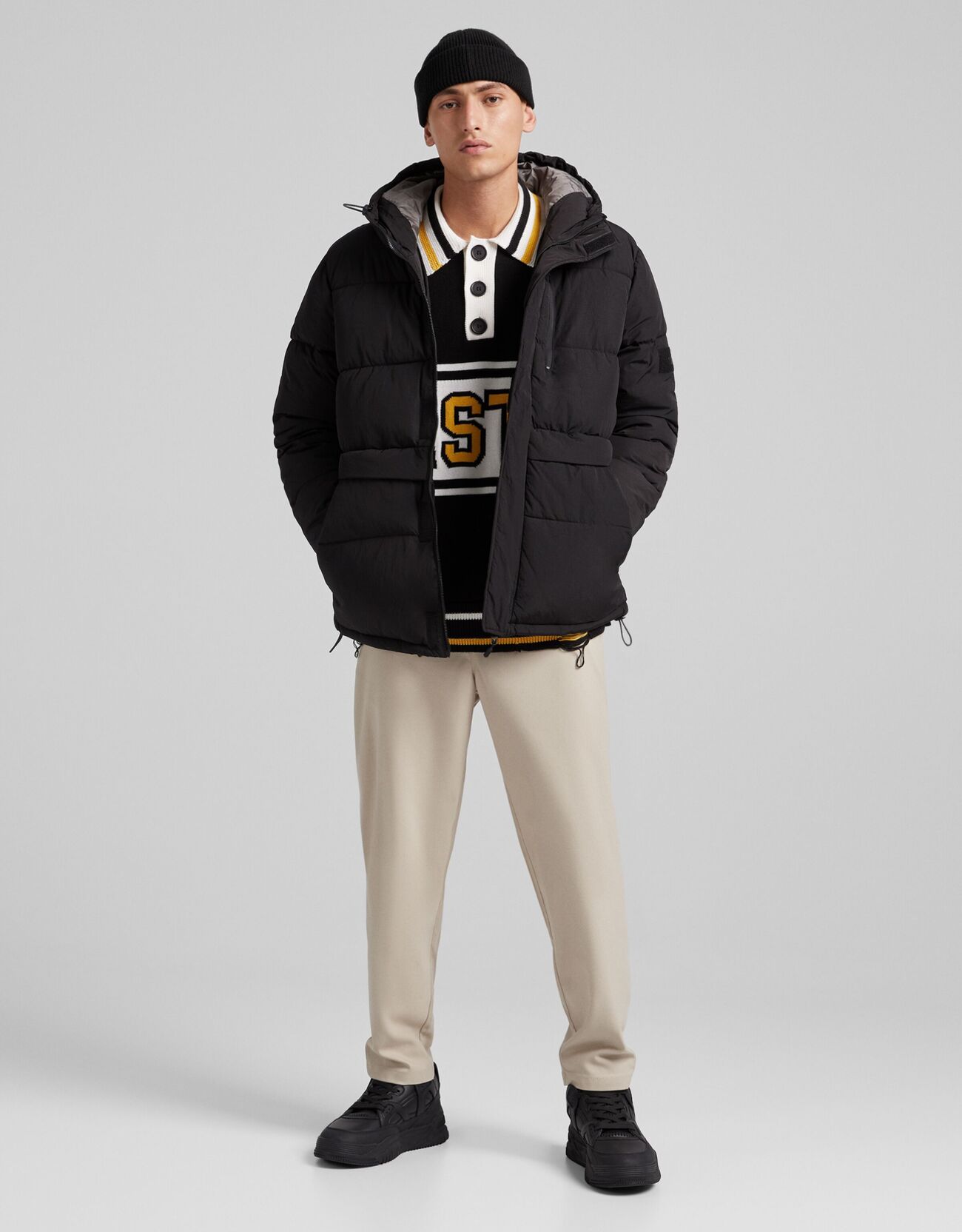 bershka black puffer jacket