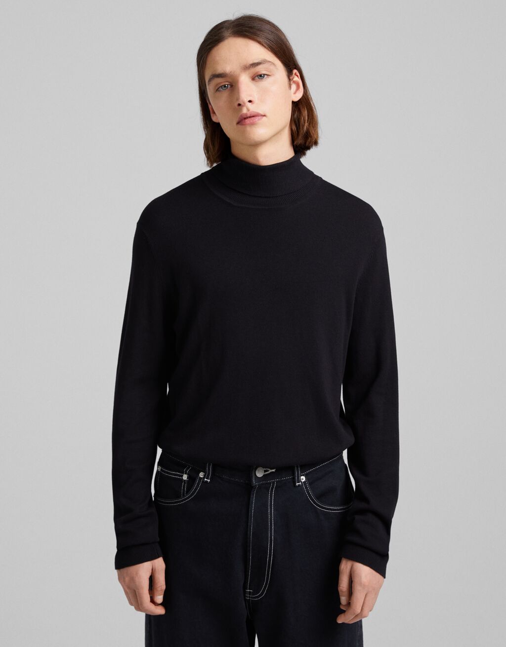 long thin black sweater