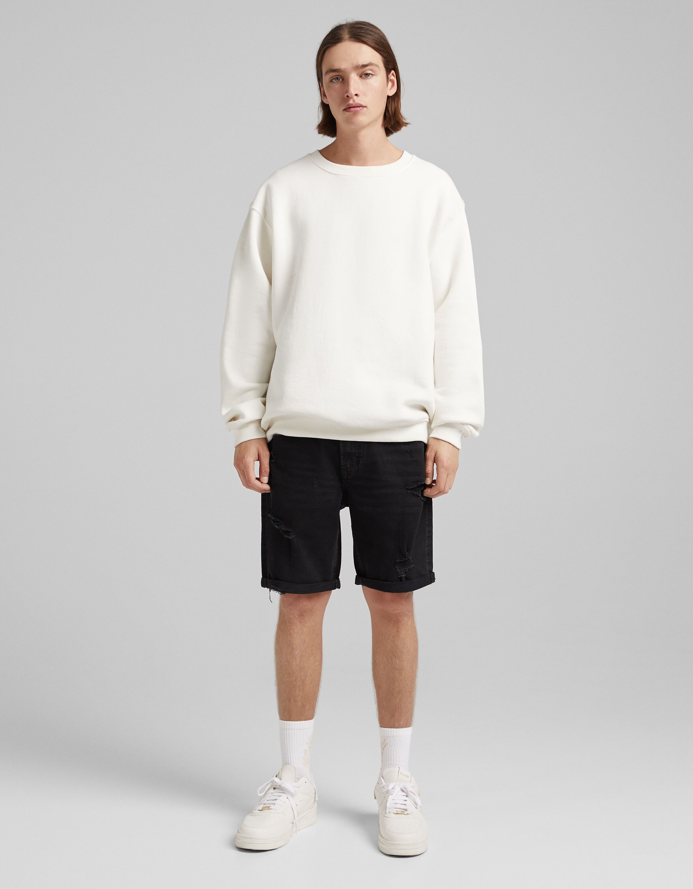 Short denim slim rotos - Shorts y bermudas - Hombre | Bershka