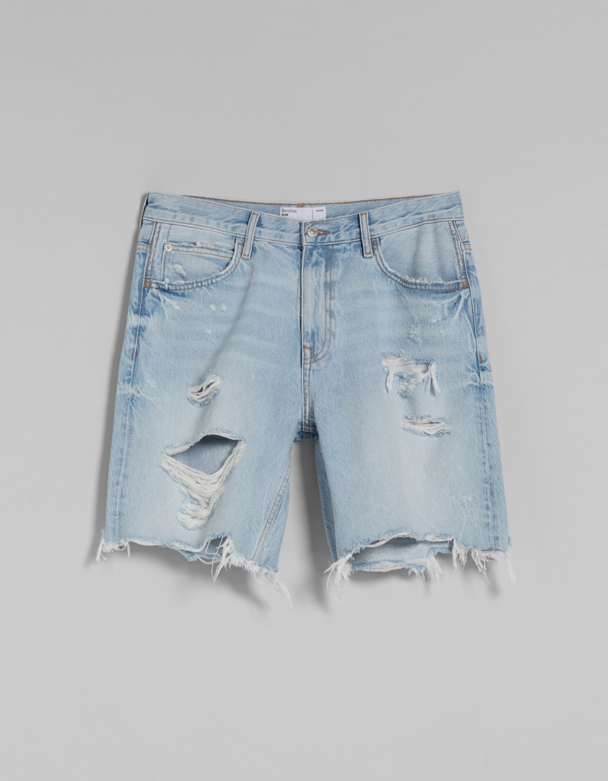 Ripped denim Bermuda shorts - Man | Bershka