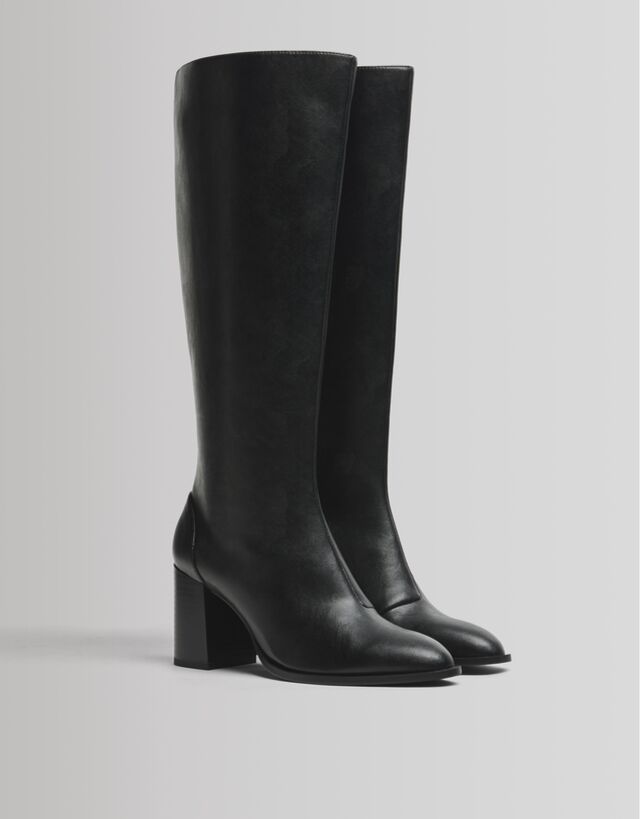 Botas altas tacón ancho - Zapatos - Mujer | Bershka