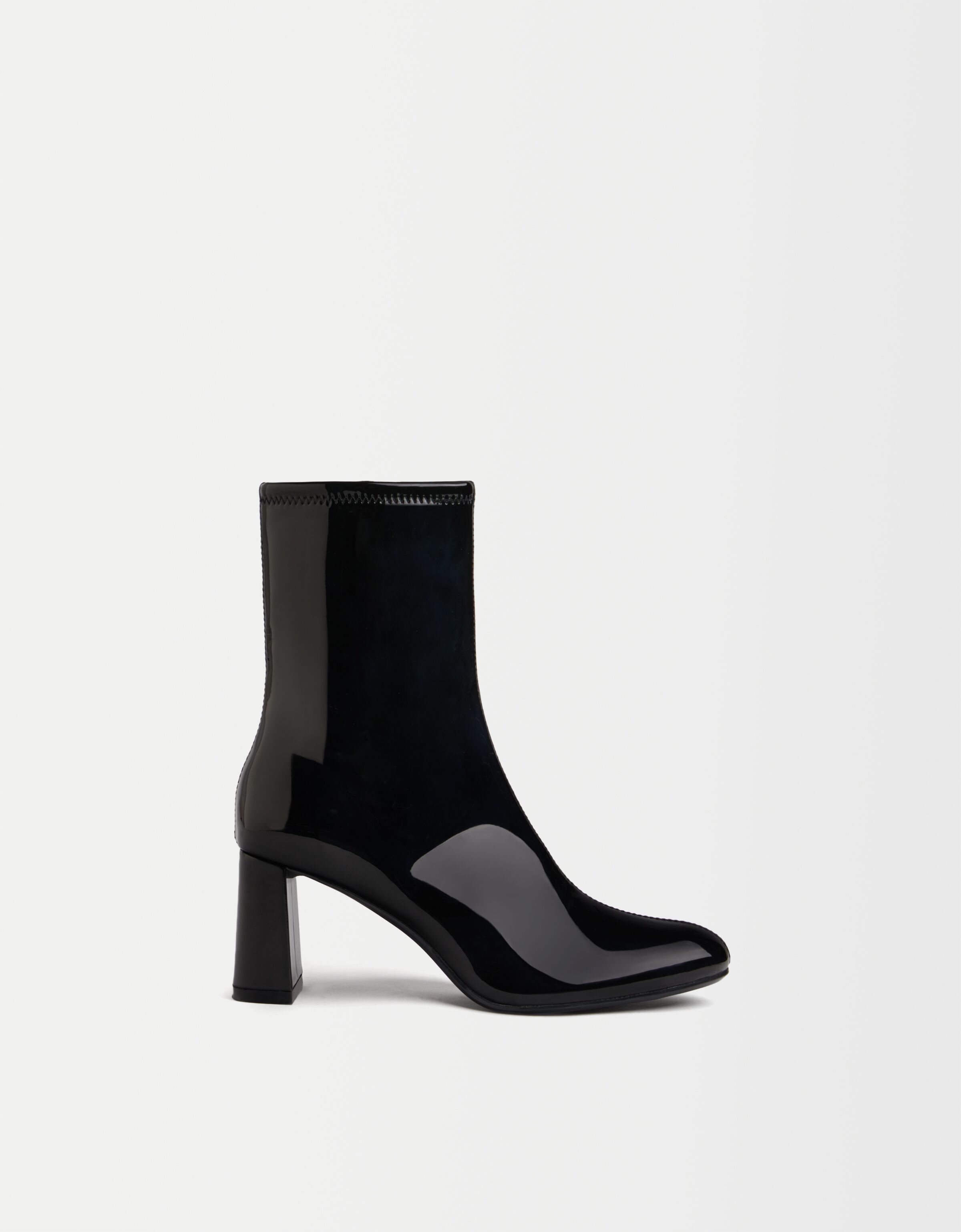 faux patent leather ankle boots