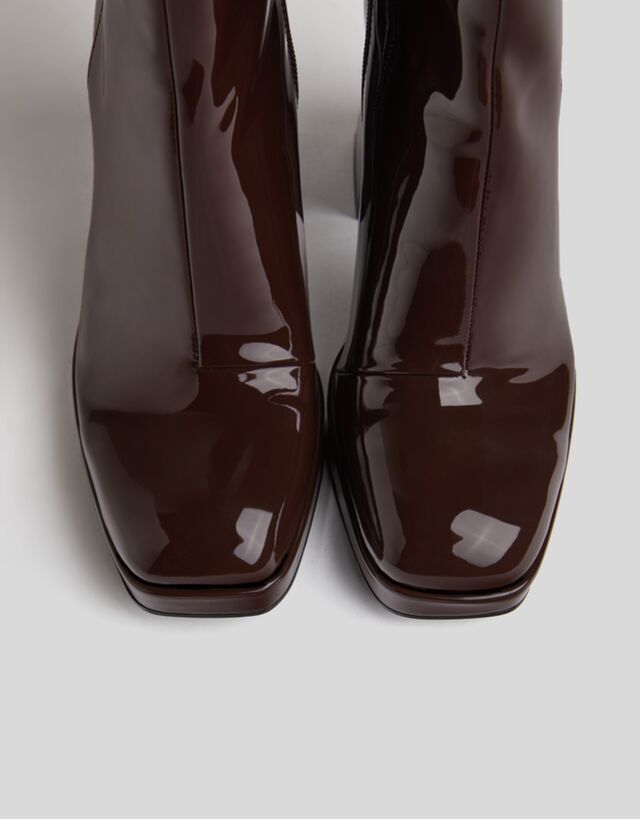 Botines tacón plataforma charol - Mujer | Bershka