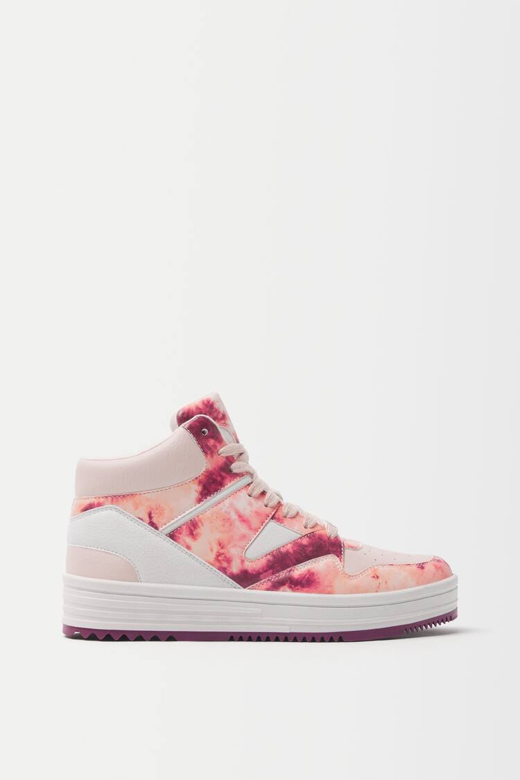 Tie-dye high-top trainers