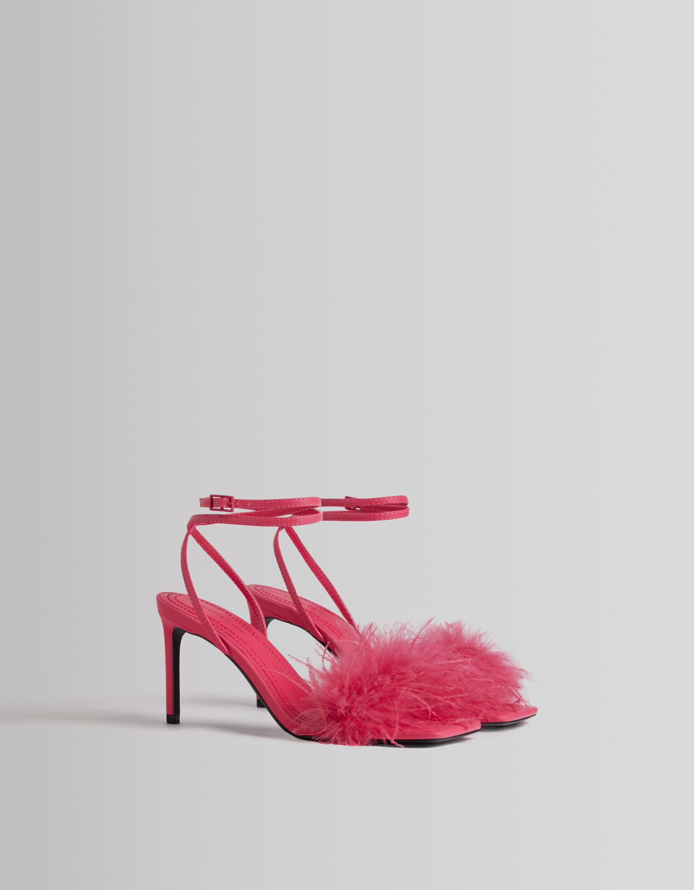 Sexy Negro Fiesta Pluma Sandalias De Mujer 2020 Correa Del Tobillo 10 cm  Stilettos / Tacones De