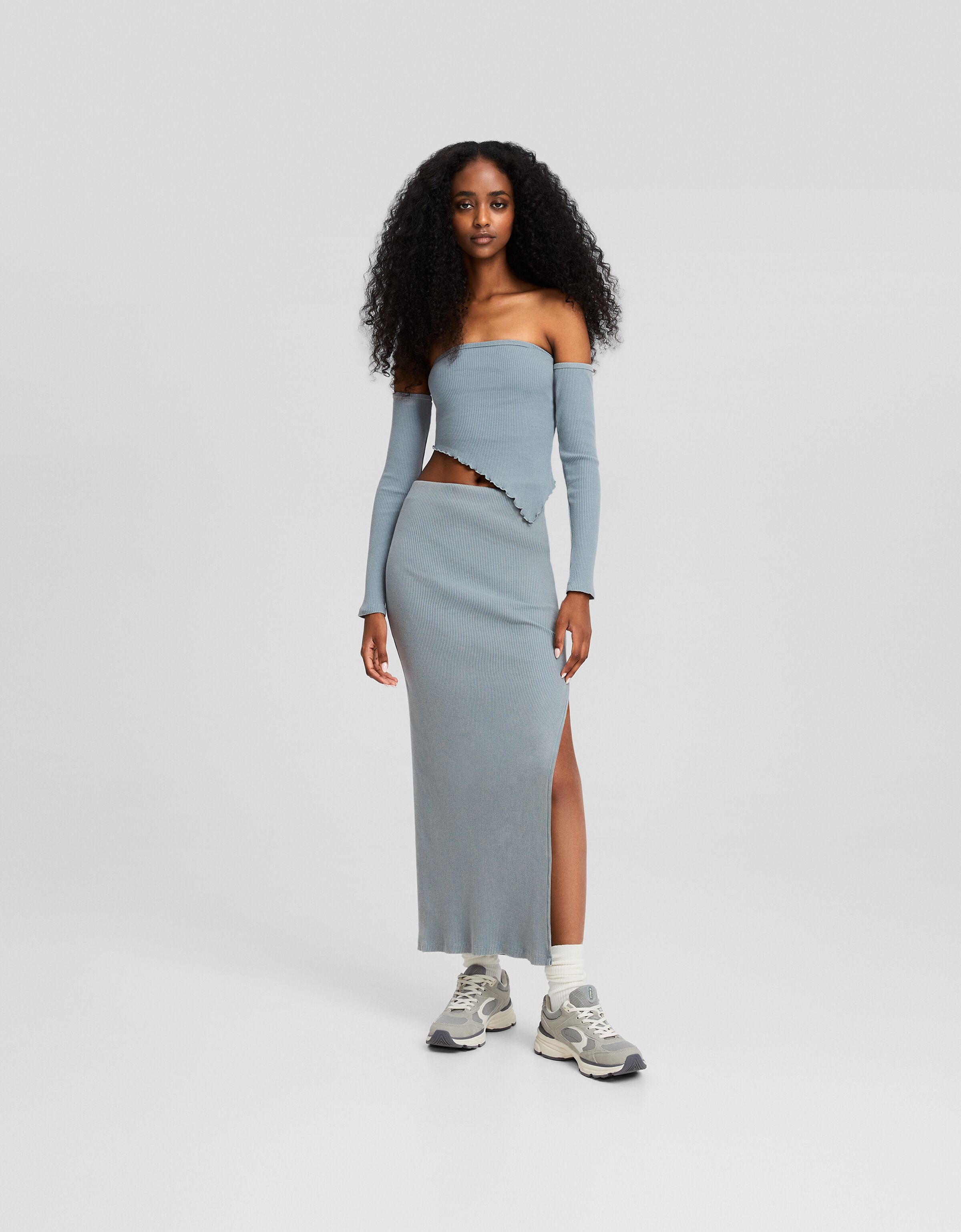 Long sleeve shirt best sale and skirt set