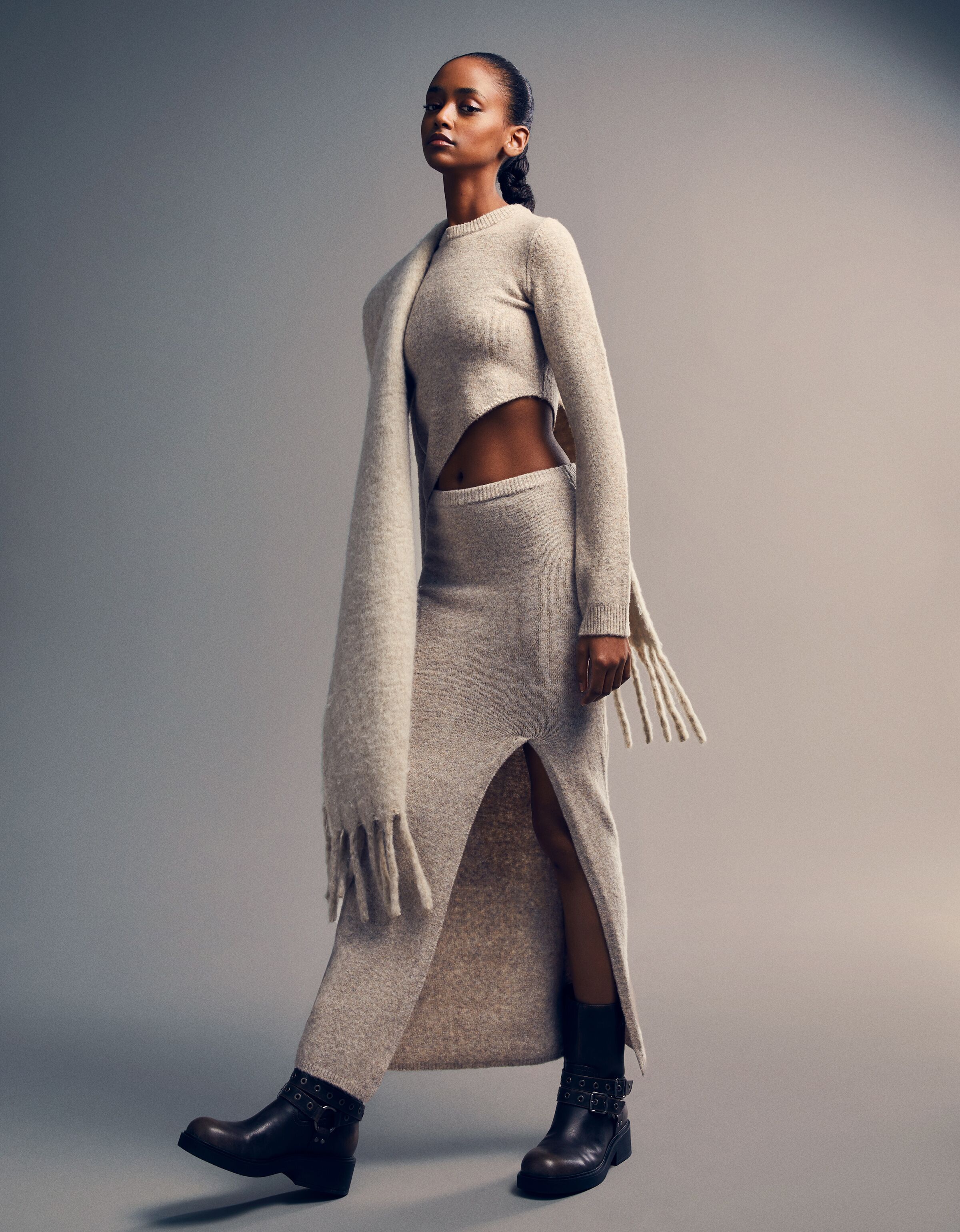 Knit skirt and sweater set Women Bershka