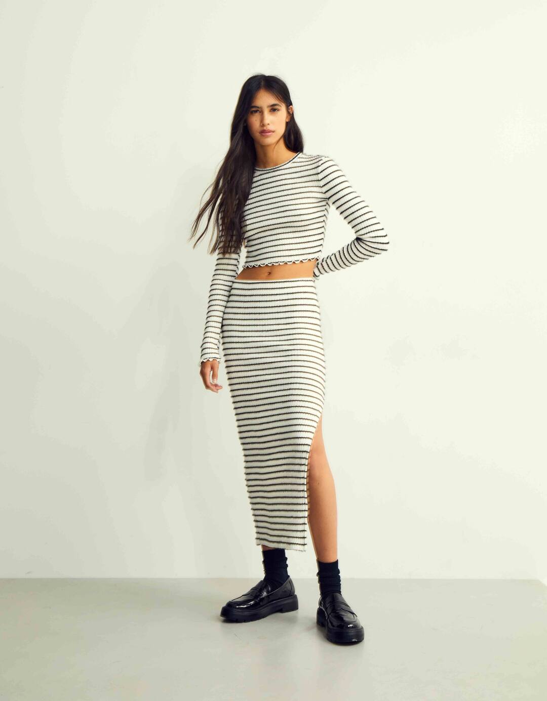 Striped skirt and sweater set