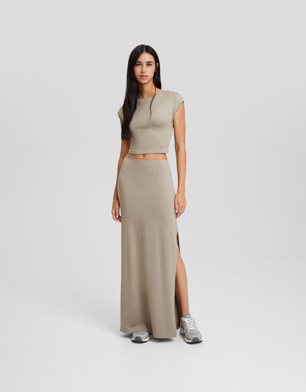 Ensemble top et jupe longue maxi Femme Bershka