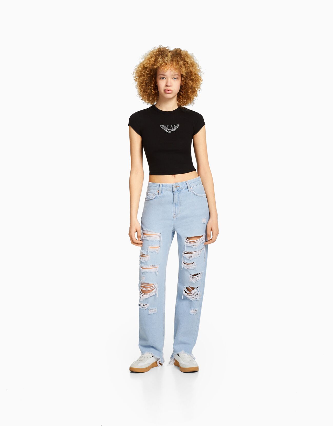 Cropped ripped jeans womens 2025