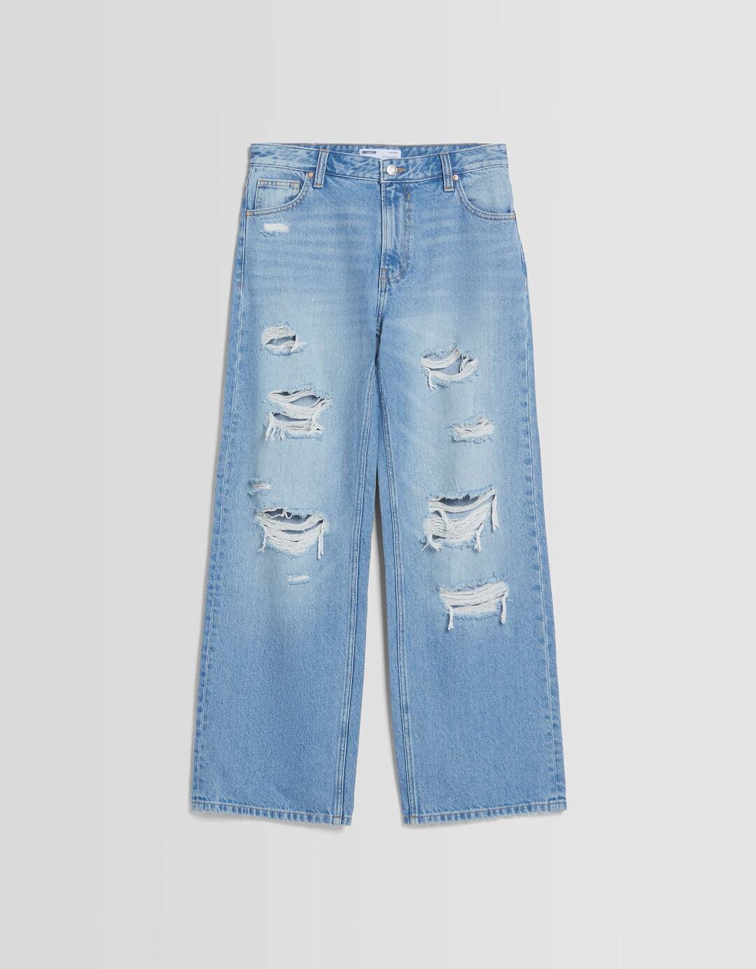 Ripped faded wide-leg ’90s jeans