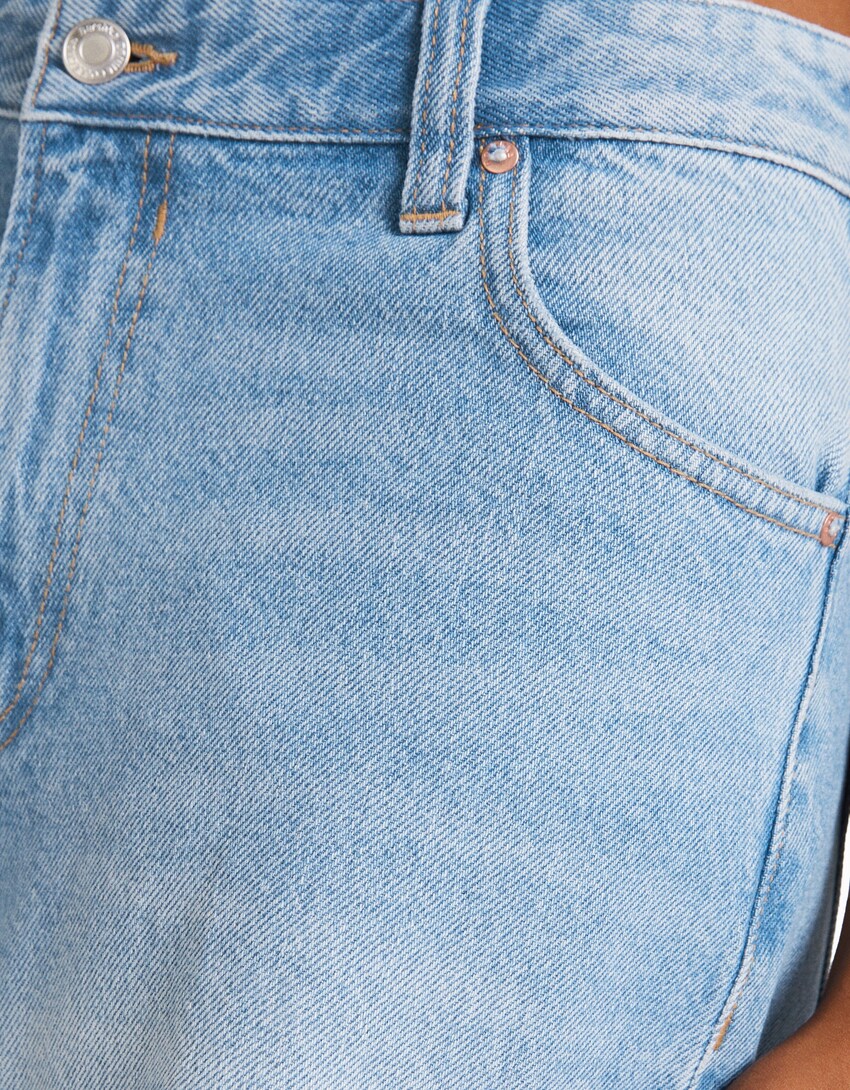 Ripped faded wide-leg ’90s jeans-Light blue-5