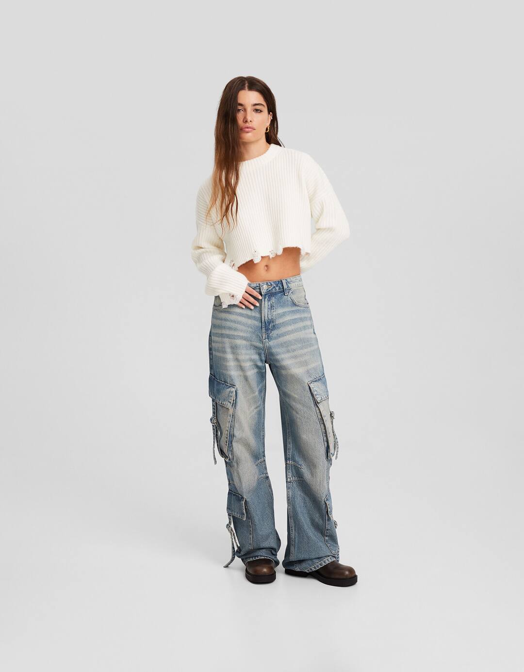 Jeans baggy cargo tiras