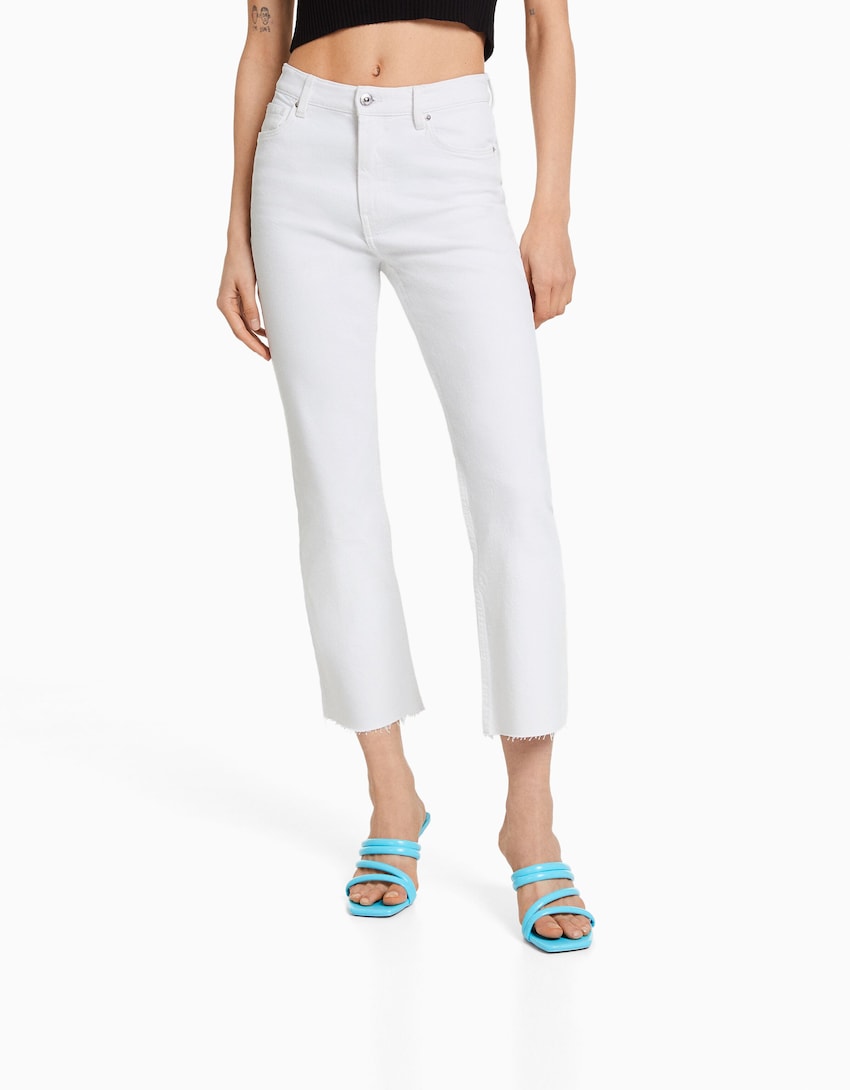Cropped flared jeans-White-1