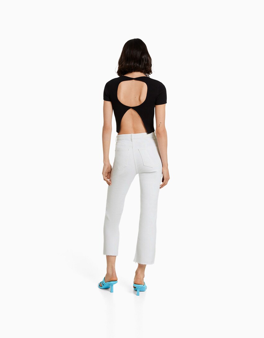 Cropped flared jeans-White-2