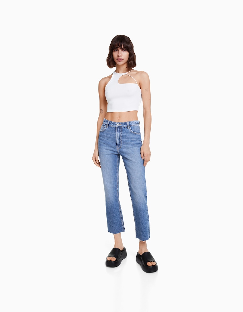 Jeans cropped flare - Denim - Mujer | Bershka