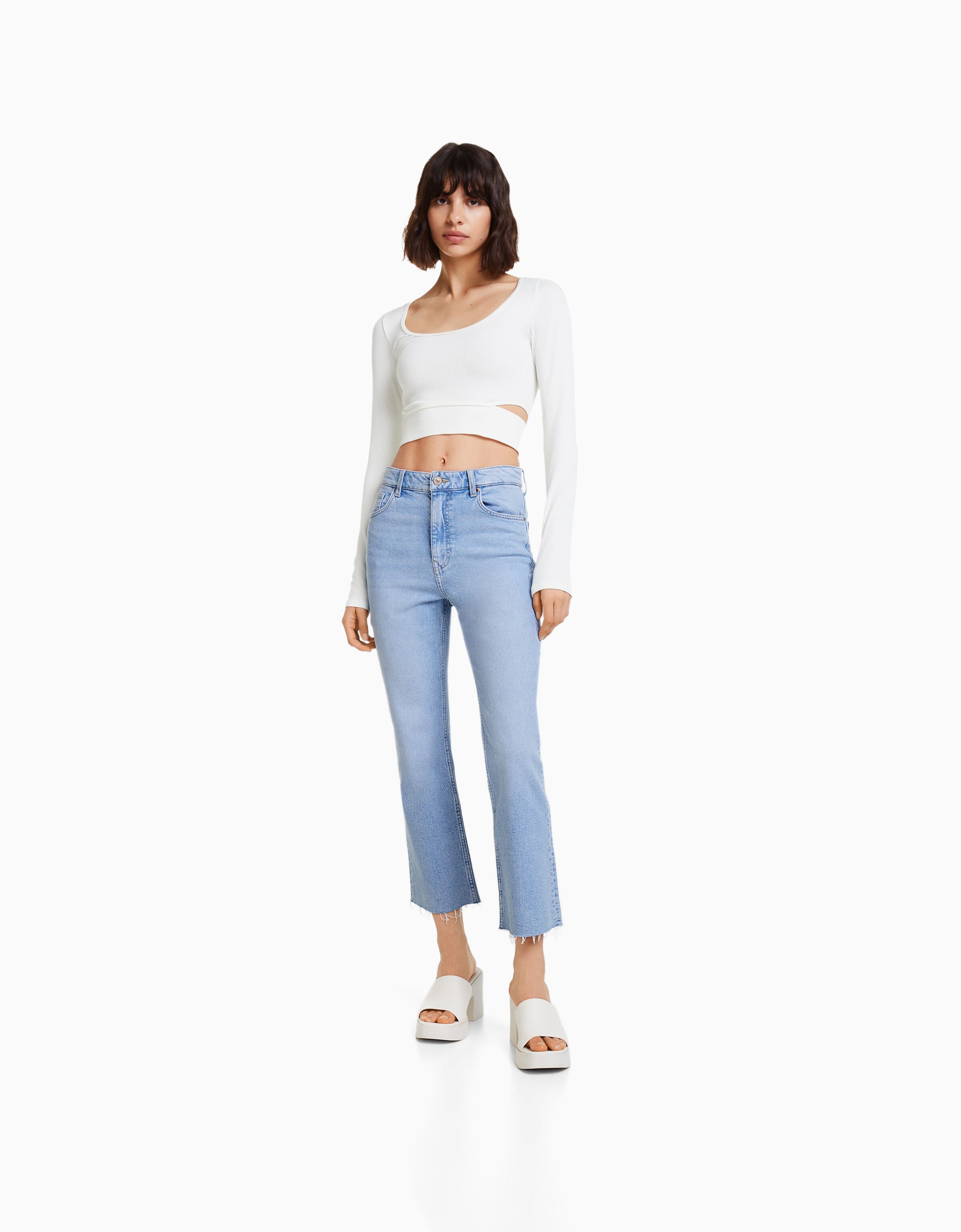 Jean cropped flare femme clearance